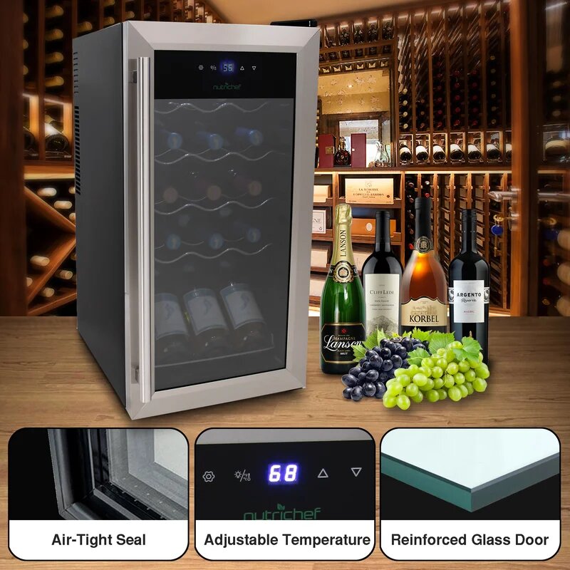 Nutrichef 15 Bottle Refrigerator - adjustable temperature