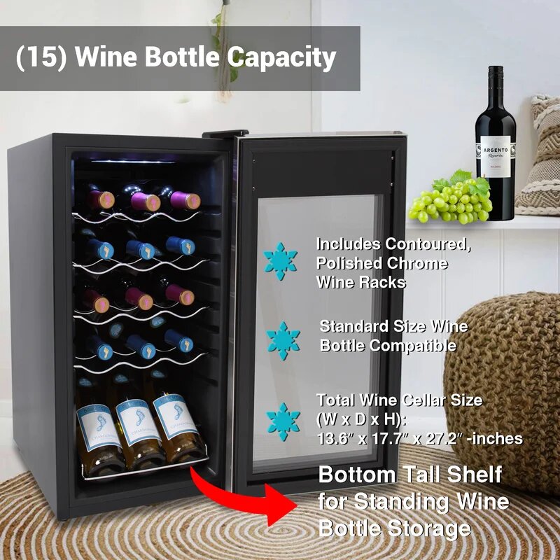 Nutrichef 15 Bottle Refrigerator - number of wines